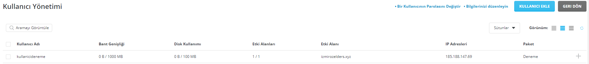 DirectAdmin Bayi Hesabından Kullanıcıları Listeleme