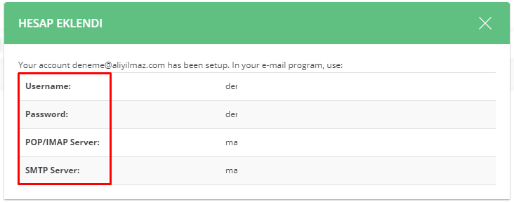 DirectAdmin E-Mail Hesabı Oluşturma Ve Yönetme 7