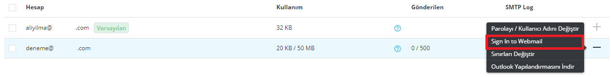 DirectAdmin E-Mail Hesabı Oluşturma Ve Yönetme 8