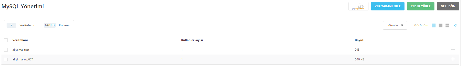 DirectAdmin Hosting MySQL Veritabanı Oluşturma ve Yönetme 5