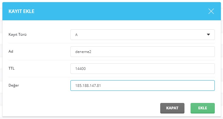 DirectAdmin Dns Kaydı Ekleme 6