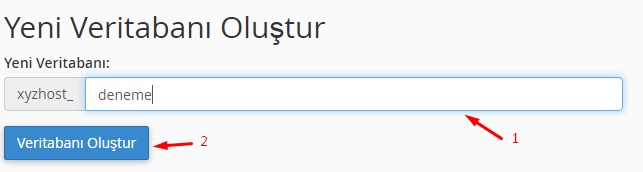 Cpanel Mysql Database Oluşturma 2