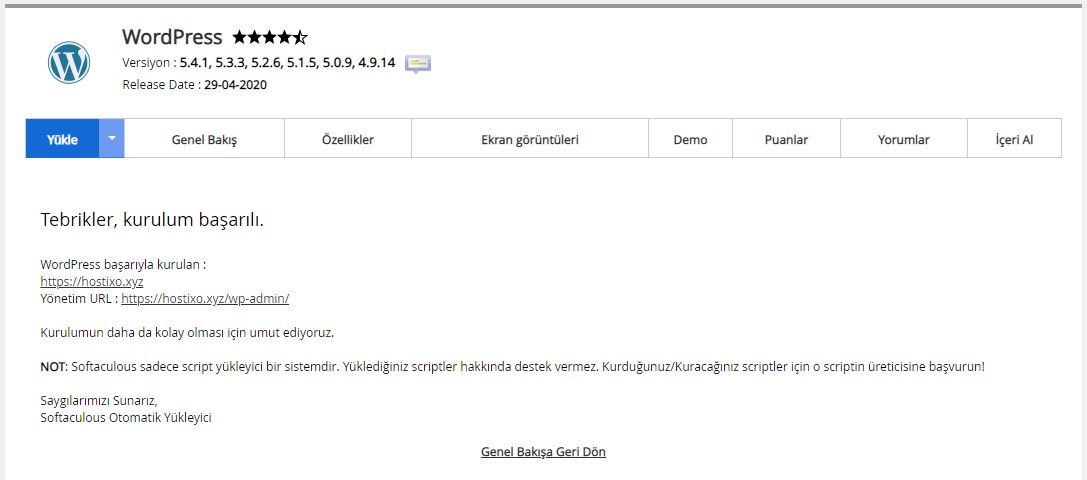 cPanel'den WordPress Kurulumu 5