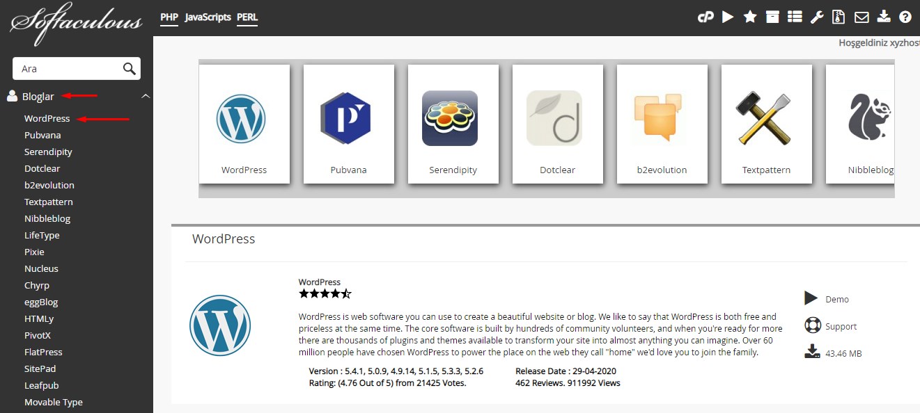 cPanel'den WordPress Silmek 1