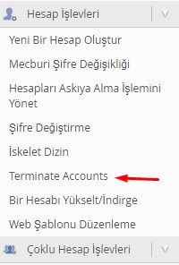 WHM Hesabından Hosting Hesabını Silme 1