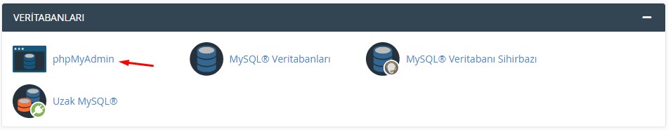 cPanel phpMyAdmin Yedek Alma 1