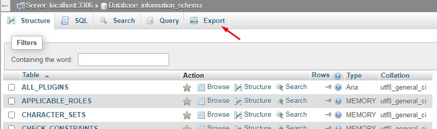 cPanel phpMyAdmin Yedek Alma 3