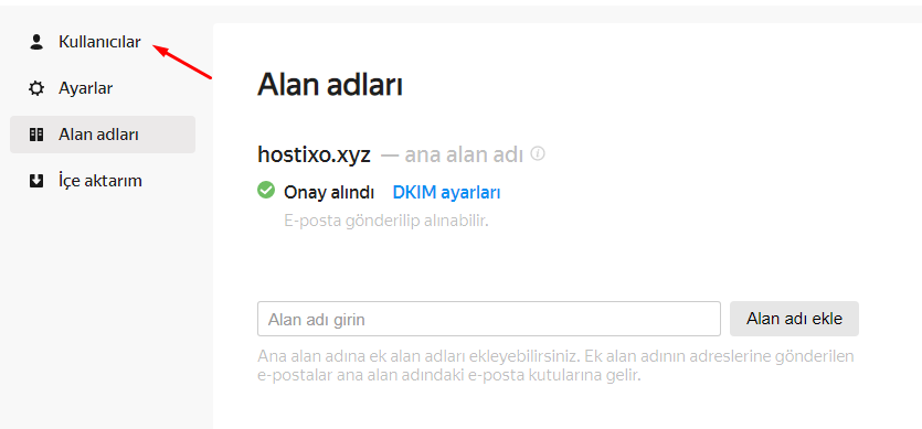 Yandex Connect Domain Ekleme ve E-posta Oluşturma 11