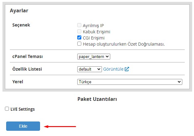 WHM Panelde Paket Oluşturma 4