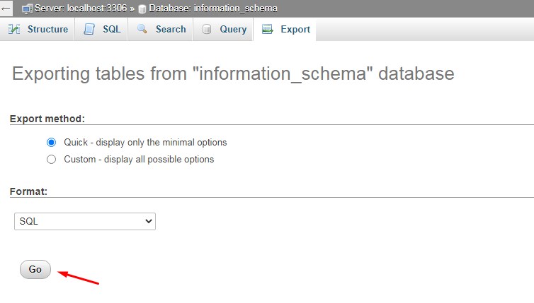 cPanel phpMyAdmin Yedek Alma 4